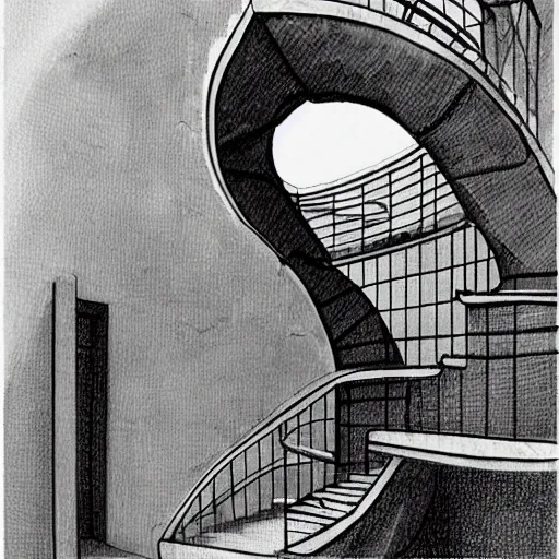 Image similar to twisting staircase to a strange portal, in the style of mc escher and michelangelo and greg rutkowski