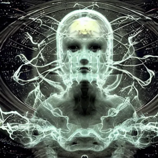 Image similar to of quantum divinity as a ghost in the god machine surrealism