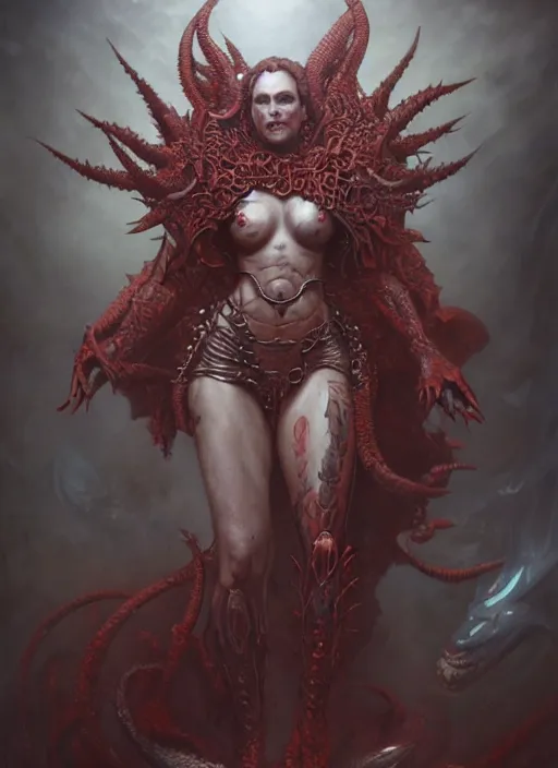 Image similar to a detailed full body portrait of the queen of blades, diablo 4 lilith, sideshow figurines, by tom bagshaw, dorian cleavenger, greg rutkowski, wlop, astri lohne, zdzisław beksinski trending on artstation