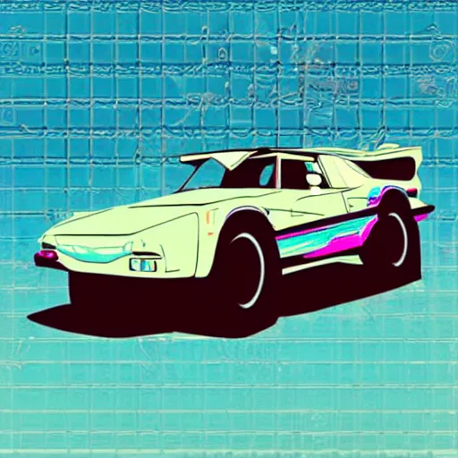 Image similar to vaporwave car