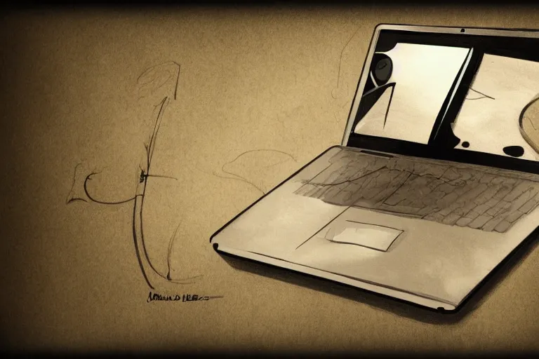 Prompt: concept art for a left handed laptop, digital art