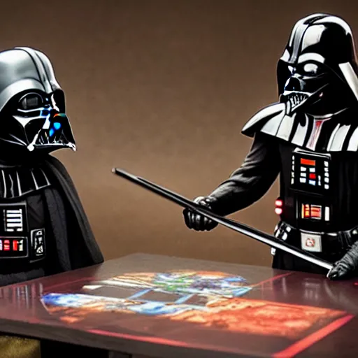 Image similar to darth vader and sauron playing a board game