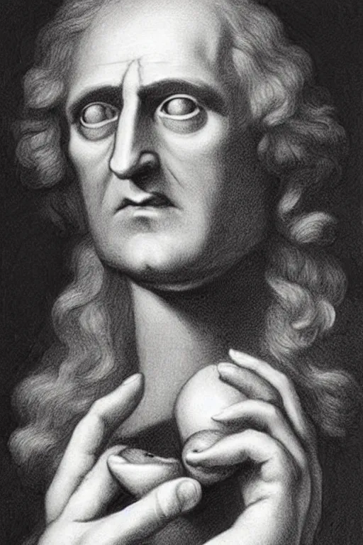 isaac newton famous physicist, pencil drawing, highly | Stable Diffusion