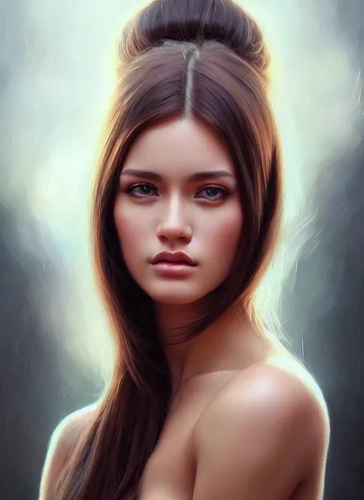 Image similar to photo of a gorgeous young woman in the style of stefan kostic, realistic, sharp focus, 8k high definition, insanely detailed, intricate, elegant, art by stanley lau and artgerm