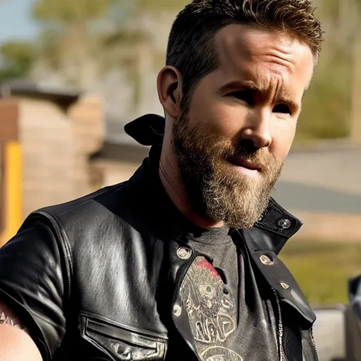 Image similar to Ryan Reynolds in Sons of anarchy very detail4K quality super realistic