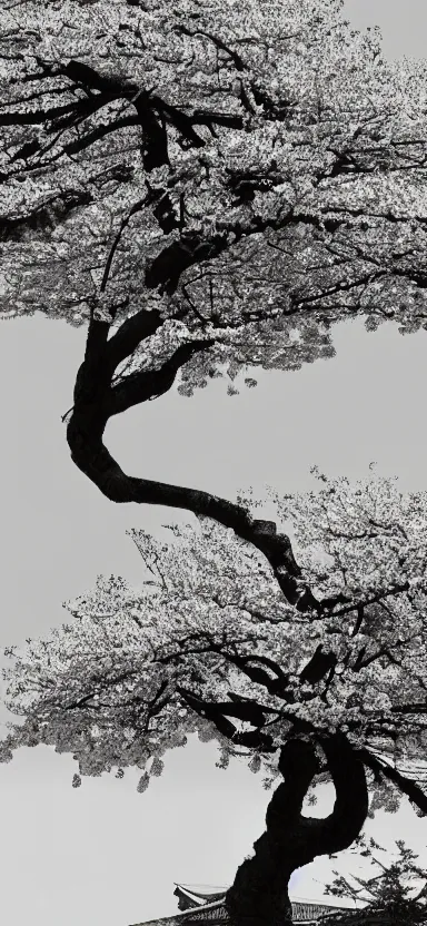 Image similar to “ a portrait photo of tyrannosaurus as little kid at a sakura tree, side shot, by shunji dodo, 8 k resolution, black and white photo, high quality ”