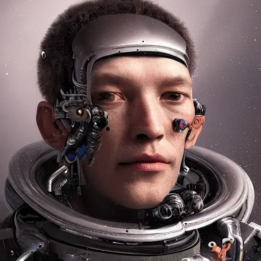 Image similar to ultra detailed, 4 k portrait of a cyborg man by rachel ruysch