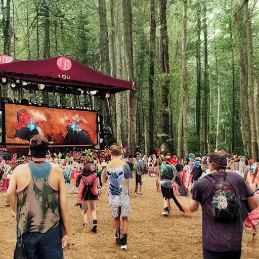 Prompt: a festival in the woods full of memes