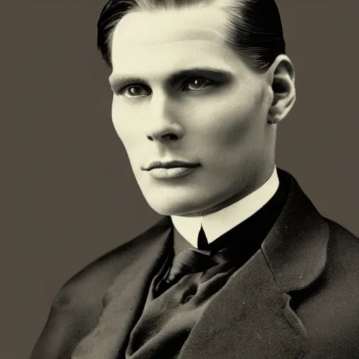 Image similar to A photograph portrait of Jerma985 with slicked back hair in the early 1900s, taken in the early 1900s, grainy, taken on a early 1900s Kodak Camera, realistic, hyperrealistic, very realistic, highly detailed, very detailed, extremely detailed, detailed, digital art, trending on artstation