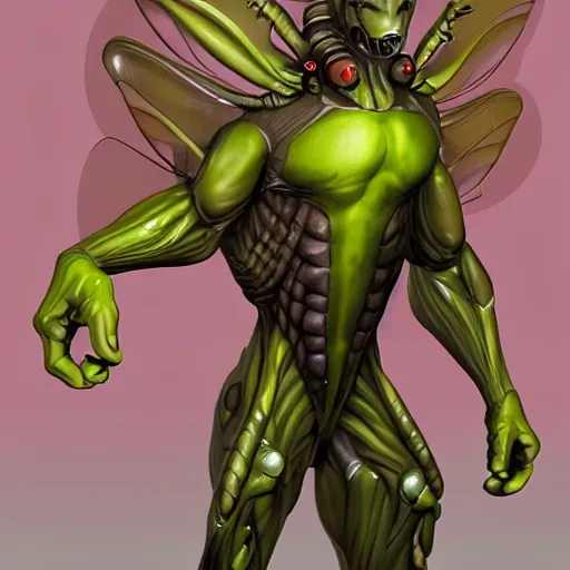 Image similar to muscular wasp alien, artstation