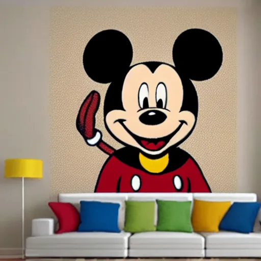 Image similar to Ancient mural painting representing Mickey Mouse