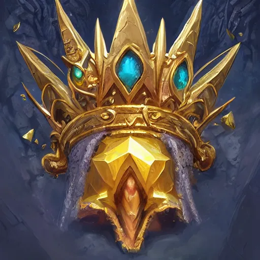 Image similar to a golden majestic crown with gemstone carved into it, floating crown, yellow theme, bright art masterpiece artstation. 8 k, sharp high quality artwork in style of jose daniel cabrera pena and greg rutkowski, concept art by tooth wu, blizzard warcraft artwork, hearthstone card game artwork, the crown