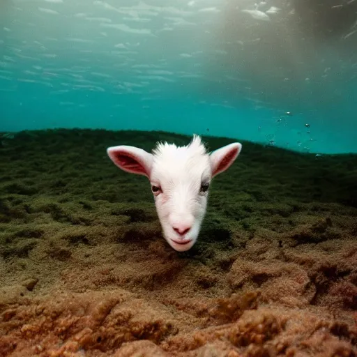 Image similar to underwater shot of a baby goat