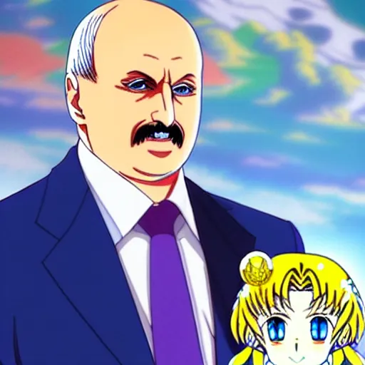 Image similar to president of belorussia, alexander lukashenko in anime style, sailor moon, anime, perfect faces, fine details