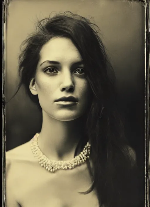 Image similar to portrait of a young women with beautiful eyes, photo realistic, elegant, award winning photograph, parallax, cinematic lighting, ambrotype wet plate collodion by richard avedon and shane balkowitsch