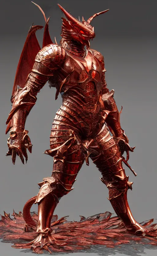 Image similar to Red dragon armor, bronze statue, unreal engine, high detailed