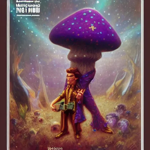 Prompt: magic mushroom, david bowie, nendroid, gaston bussiere style