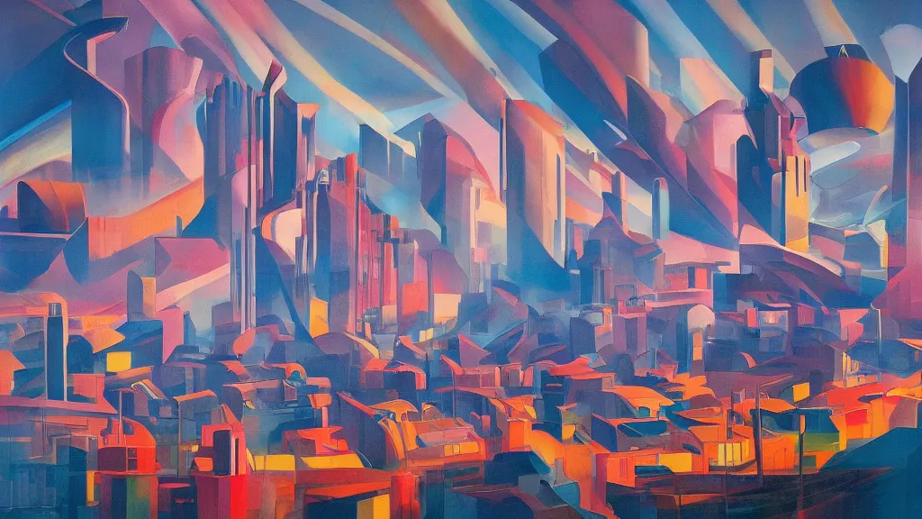 Prompt: a city in the clowds. futurism art style