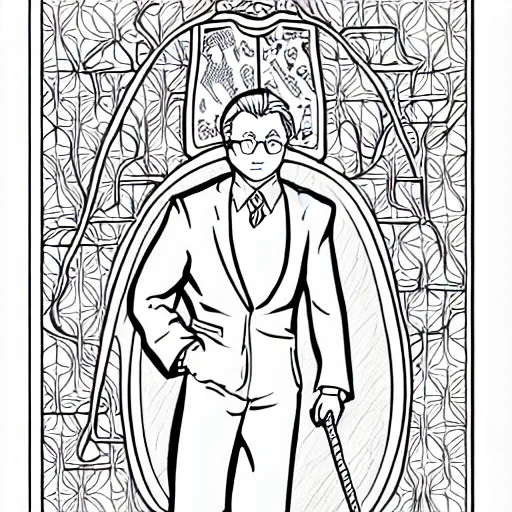 Prompt: harry potter coloring page. line art.
