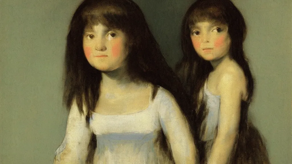 Prompt: A decent young girl portrait by Francisco Goya.