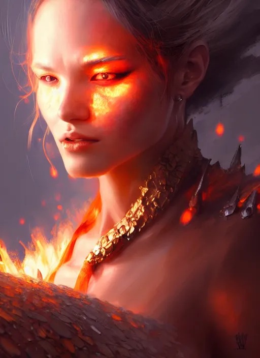 Image similar to character concept art of a fire sorceress, key visual, realistic shaded perfect face, fine details, ultra realistic, dystopian environment and background, by stanley artgerm lau, wlop, rossdraws, james jean, andrei riabovitchev, marc simonetti, and sakimichan, trending on artstation