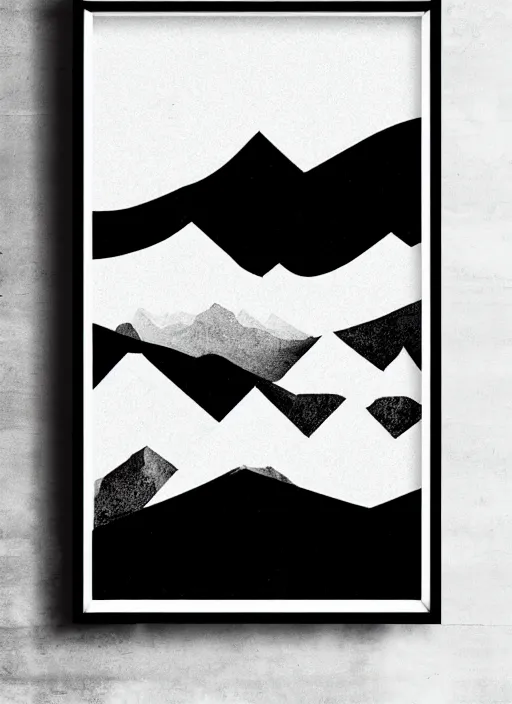 Image similar to urban outfitters poster black background white lines drawn topography mountain