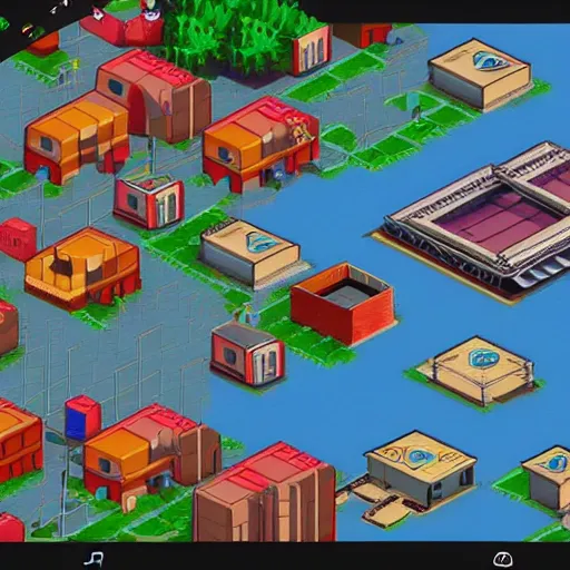 Prompt: screenshot from 16 bit isometric game based on the city of london