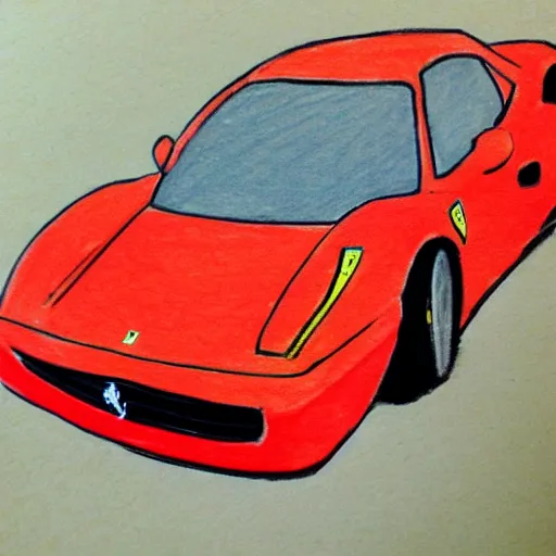 Prompt: ferrari, kid drawing