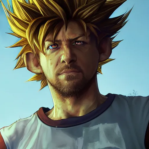 Prompt: shaggy going super sayain, au naturel, hyper detailed, digital art, trending in artstation, cinematic lighting, studio quality, smooth render, unreal engine 5 rendered, octane rendered, art style by klimt and nixeu and ian sprigger and wlop and krenz cushart