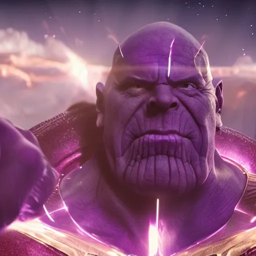 Prompt: thanos juggling planets movie still, cinematic, photorealistic, extreme detail, sharp focus, 8 k, intricate, hyper detailed, realistic, cinematic lighting