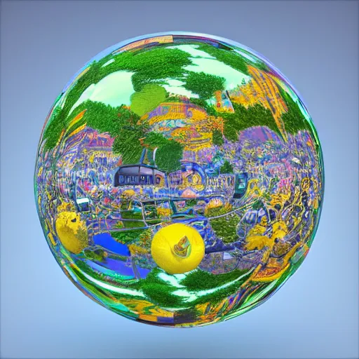 Image similar to 3 d render, sunlight study, the universe is a spheroid region 7 0 5 meters in diameter, art nouveau, by m. c. escher and lisa frank, 8 k, sharp focus, octane render