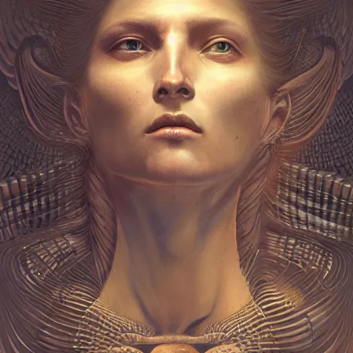 Prompt: portrait of a biblical angel, rnst haeckel, artgerm, greg rutkowski, h. r. giger and zdislaw beksinski, trending on artstation