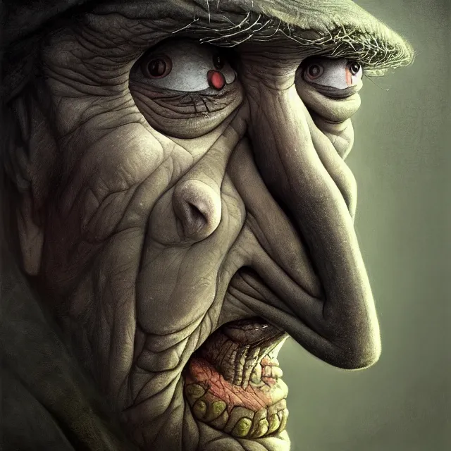 Image similar to behind bars of jail gediminas pranckevicius | close up portrait of a the trump in the sinister valley of despair, one mouth, one nose, two eyes, oil painting by tomasz jedruszek, cinematic lighting, pen and ink, intricate line, hd, 4 k, million of likes, trending on artstation