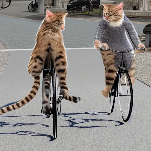 Image similar to cats riding bikes, realistic details, 8k