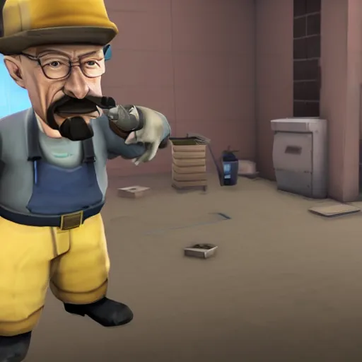 Image similar to Walter White in Team Fortress 2, HD 4k game screenshot, Valve official announcement, new character