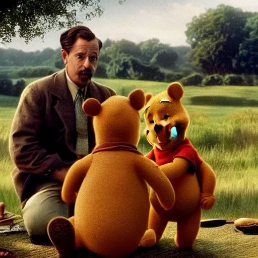 Image similar to winnie the pooh in the coen brothers film o brother where art thou