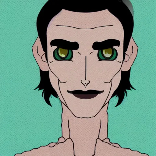 Image similar to young man portrait, black hair, skinny, corpse bride art style