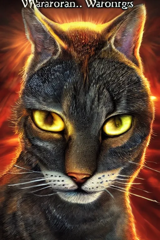 Prompt: a book cover for warrior cats by wayne mclouglin, depth of field, sun flare, hyper realistic, very detailed.