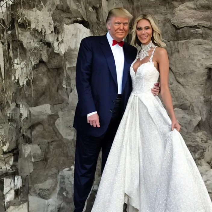 Prompt: donald trump instagram couple's wedding photo shoot