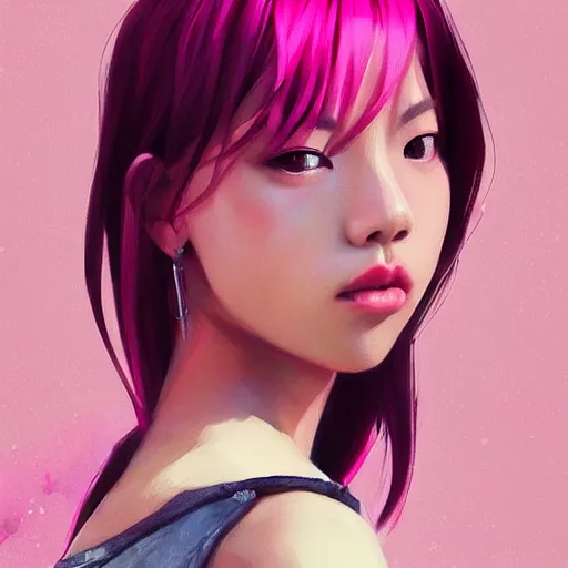 Image similar to “ a portrait of lisa from blackpink, rainy background, pink bright art masterpiece artstation. 8 k, sharp high quality artwork in style of jose daniel cabrera pena and greg rutkowski, concept art by tooth wu, hearthstone card game artwork. ”