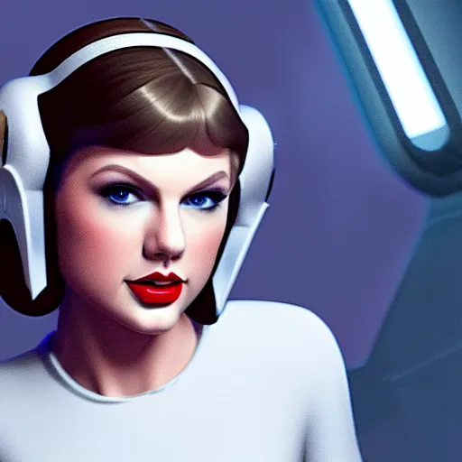 Image similar to Portrait of Taylor Swift as Princess Leia in Star Wars, professional digital painting, smooth, sharp focus, Unreal Engine 5, 8K