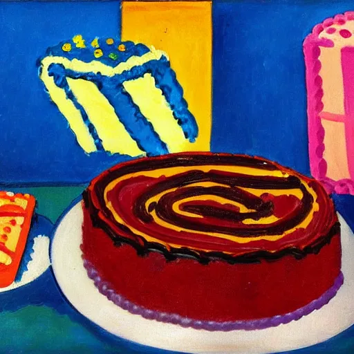 Prompt: birthday cake painting by matisse