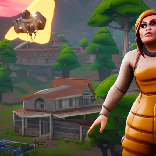 Prompt: an in-game screenshot of Adele as a skin in Fortnite