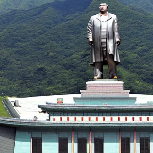 Image similar to kim jong un as marble christo redentor statue