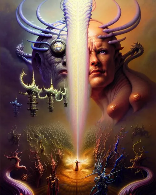 Image similar to the armies of heaven and hell, fantasy character portrait made of fractals facing each other, ultra realistic, wide angle, intricate details, the fifth element artifacts, highly detailed by peter mohrbacher, hajime sorayama, wayne barlowe, boris vallejo, aaron horkey, gaston bussiere, craig mullins