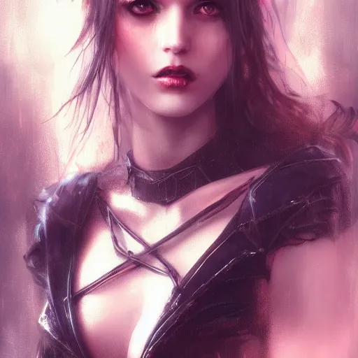 Prompt: maimy asmr, film nior, darkwave, darksynth character portrait, sharp, digital matte painting, art by luis royo, greg rutkowski, wlop, dramatic lighting, trending on artstation