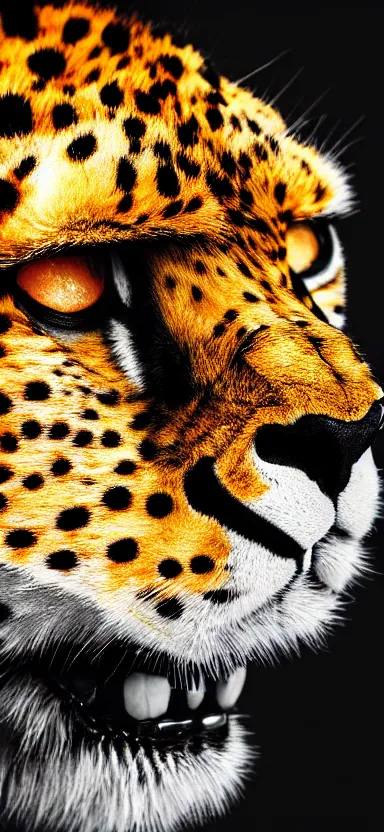 Image similar to a portrait photo of luffy as cheetah, side shot, by professional photographer, 8 k resolution, high quality