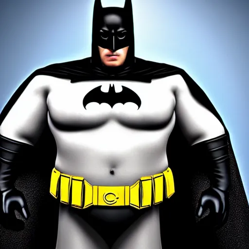 Prompt: very fat thick batman! realistic, 4 k,