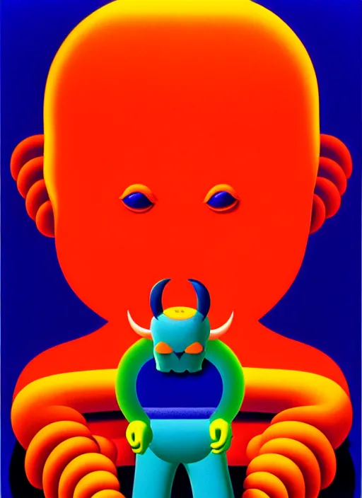 Image similar to devil by shusei nagaoka, kaws, david rudnick, airbrush on canvas, pastell colours, cell shaded, 8 k