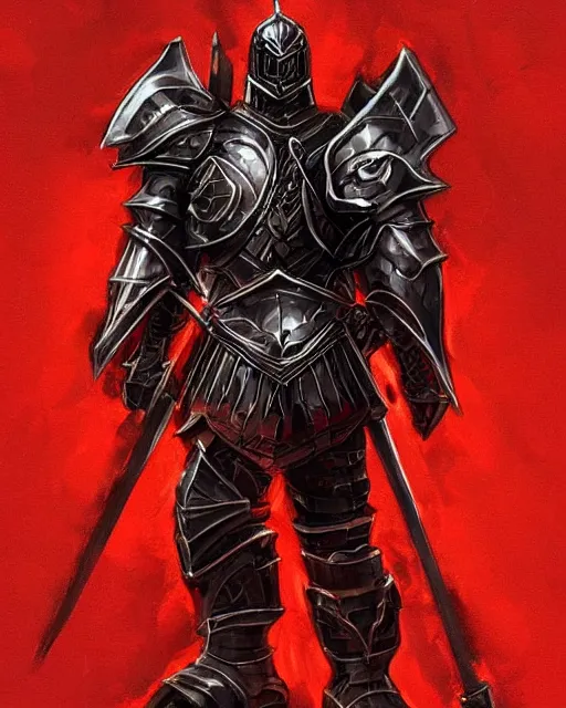 Image similar to knight armored in red, fantasy art, intricate, trending on artstation